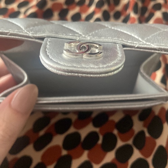 Chanel Metallic Silver Lambskin Card Wallet - Picture 9 of 15